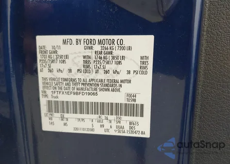 2011 Ford F-150 Xlt z USA, uszkodzony, nr VIN 1FTFX1EF9BFD19065